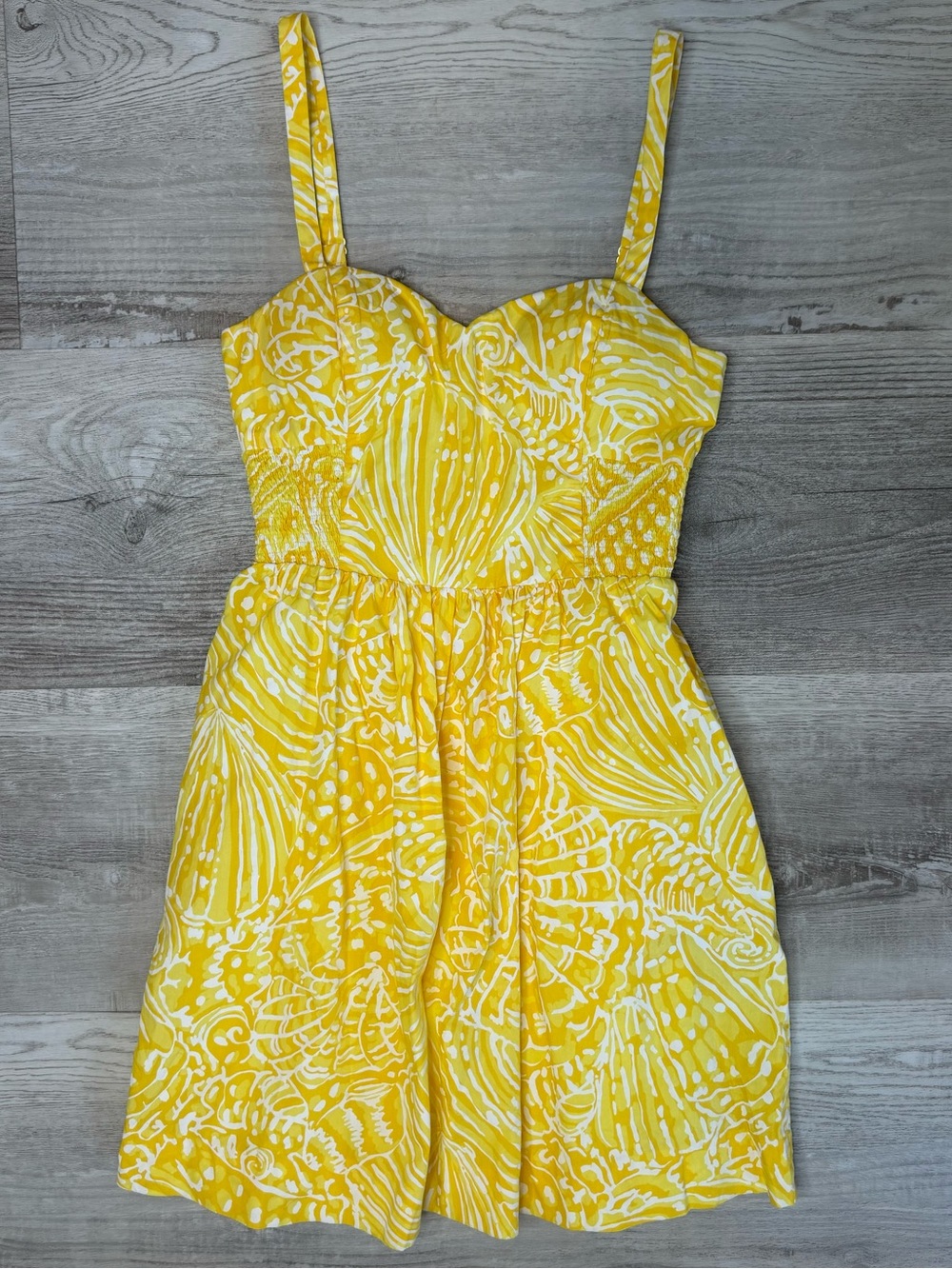 Lilly Pulitzer Christine Mini Dress Sunglow Yellow Sea Cups Women’s Size 0